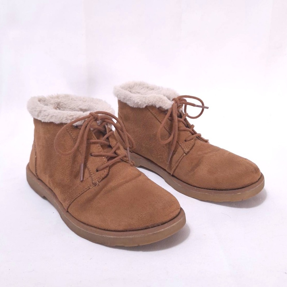 Makalu Kora Suede Faux Fur Lace Up Ankle Boots Women's 7M‎ Tan Snow Bootie